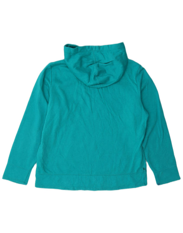 Suéter com capuz feminino Nautica UK 14 algodão turquesa médio