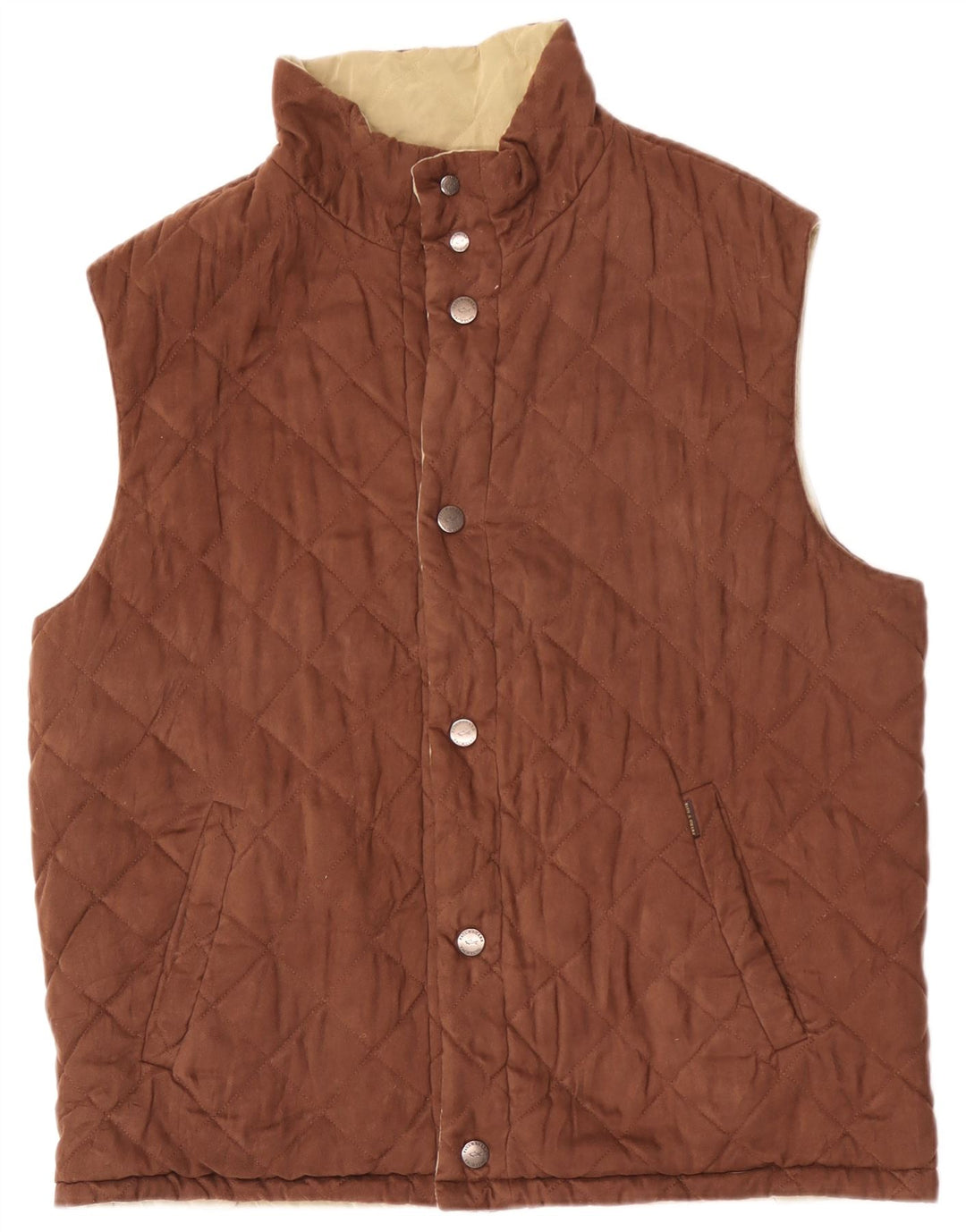 Colete acolchoado masculino Paul & Shark UK 40 grande marrom