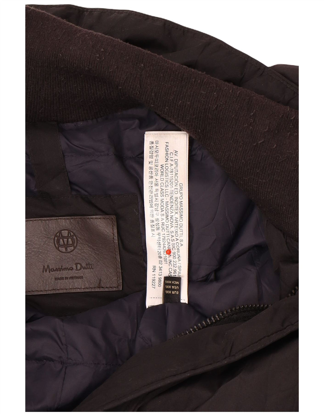 Casaco acolchoado masculino Massimo Dutti UK 44 2XL poliéster preto