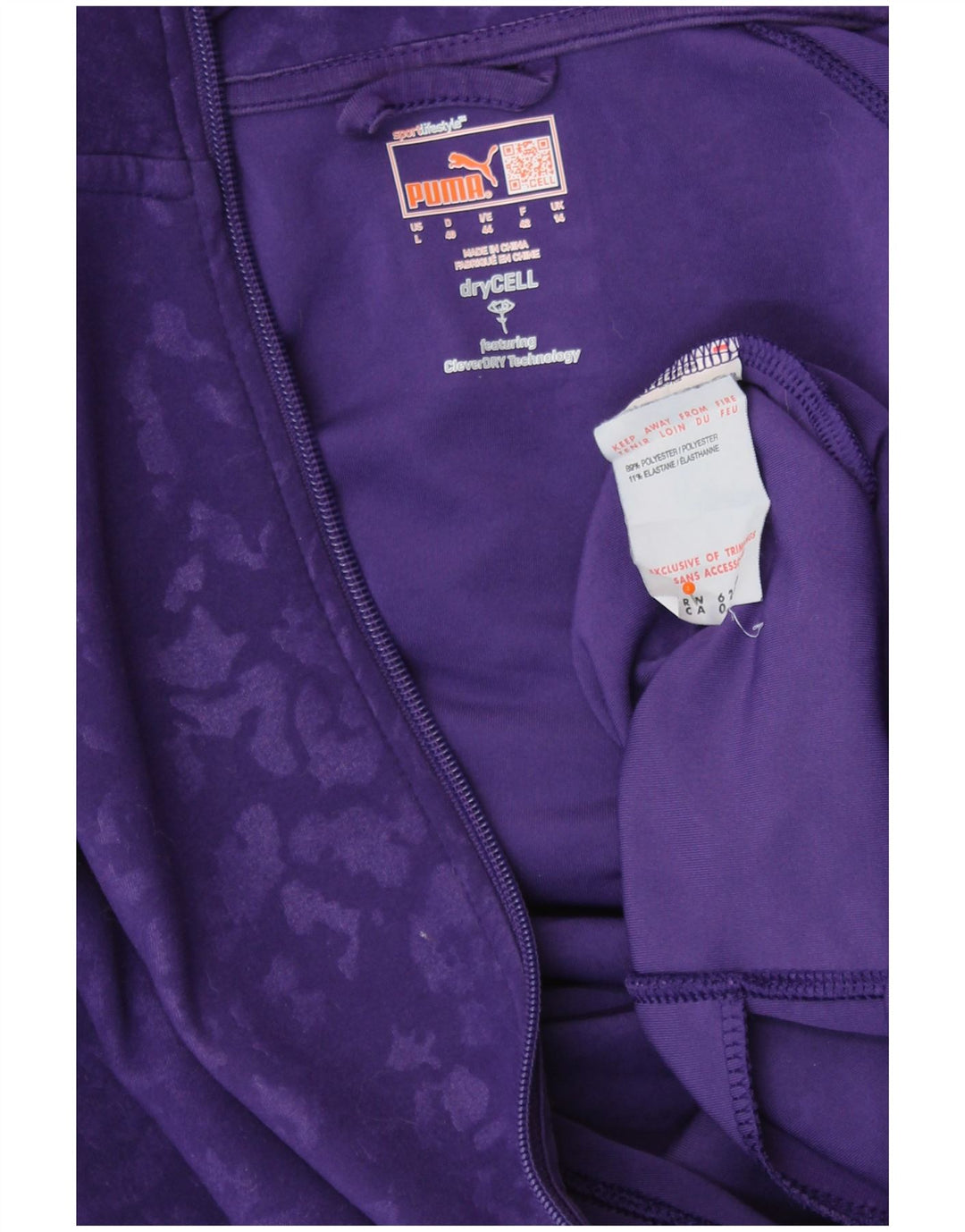 PUMA Womens Tracksuit Top Jacket UK 14 Grande Roxo Animal Print Poliéster