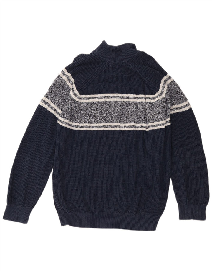 Suéter masculino Marks & Spencer com gola e botão 2XL bloco colorido azul marinho
