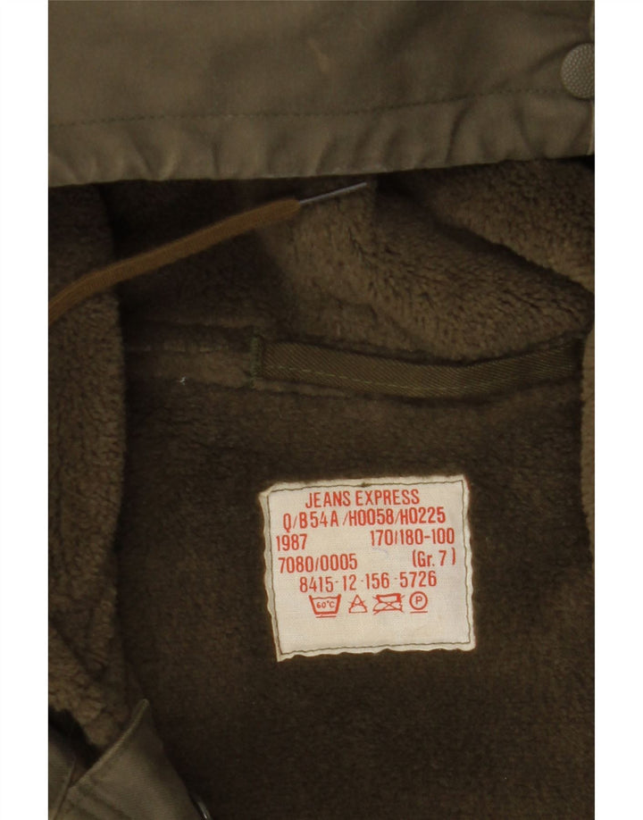 Jaqueta Parka masculina VINTAGE militar com capuz Reino Unido 40 verde grande