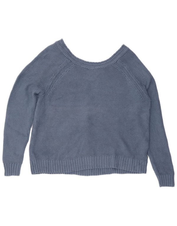 Suéter feminino Roxy superdimensionado com decote em V Reino Unido 16 grande algodão azul