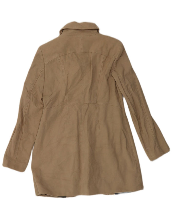 Sobretudo feminino Zara UK 14 grande algodão bege