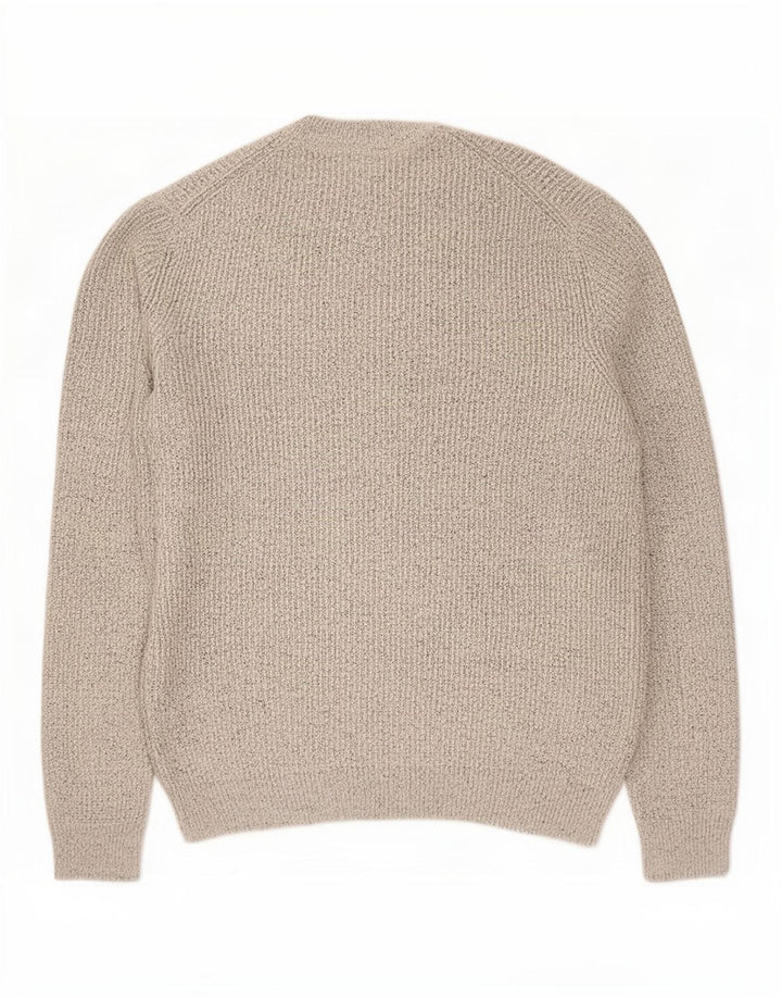 Suéter masculino Marks & Spencer com gola redonda, grande poliamida manchada cinza