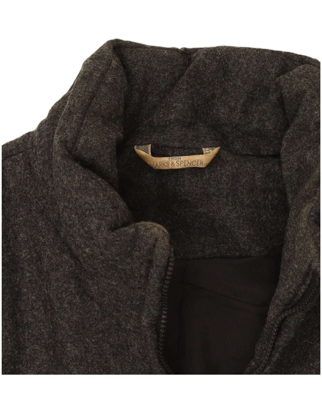MARKS & SPENCER Colete acolchoado feminino UK 10 pequeno poliéster cinza