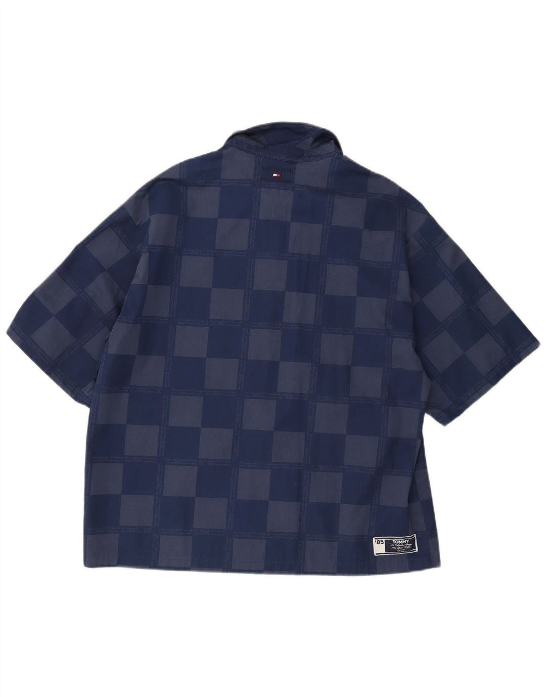 Camisa masculina de manga curta TOMMY HILFIGER grande viscose geométrica azul marinho