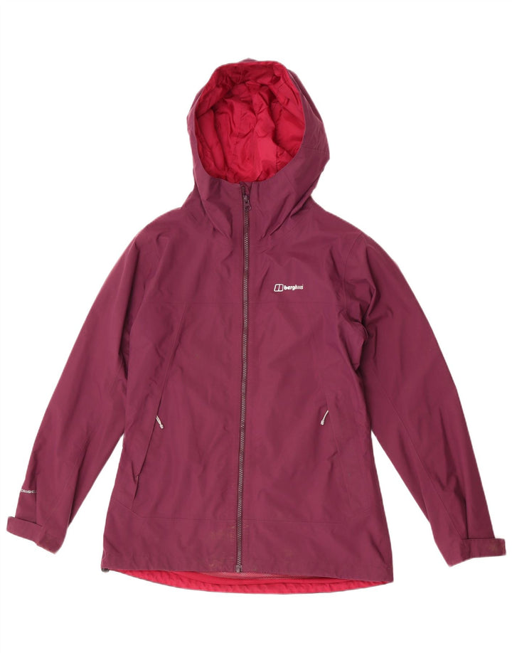 Jaqueta de chuva feminina com capuz Berghaus UK 12 poliamida Borgonha média