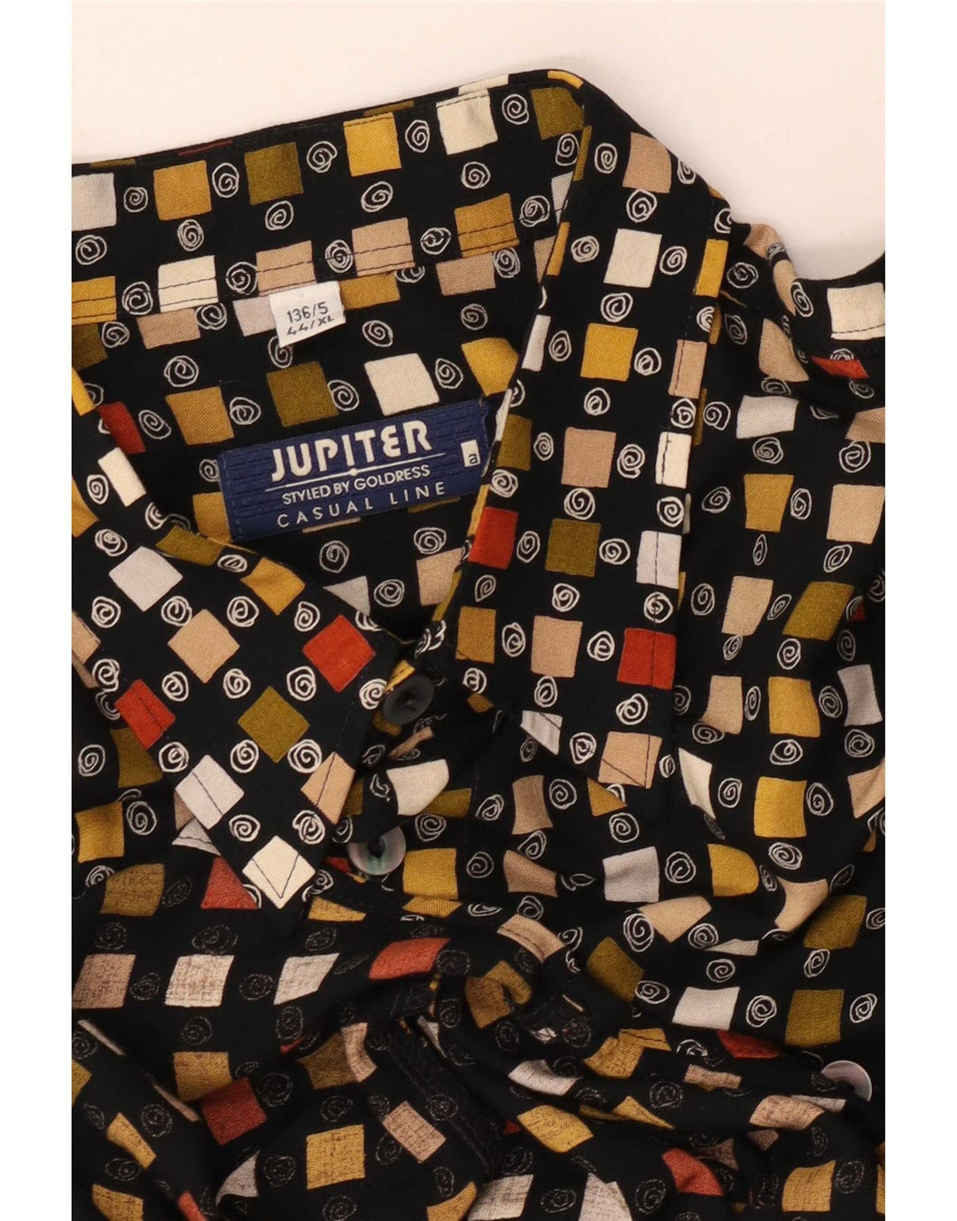 Camisa masculina de manga curta Jupiter tamanho 44 XL preta geométrica