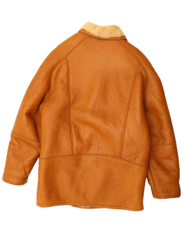 Jaqueta masculina vintage Shearling UK 42 XL bege