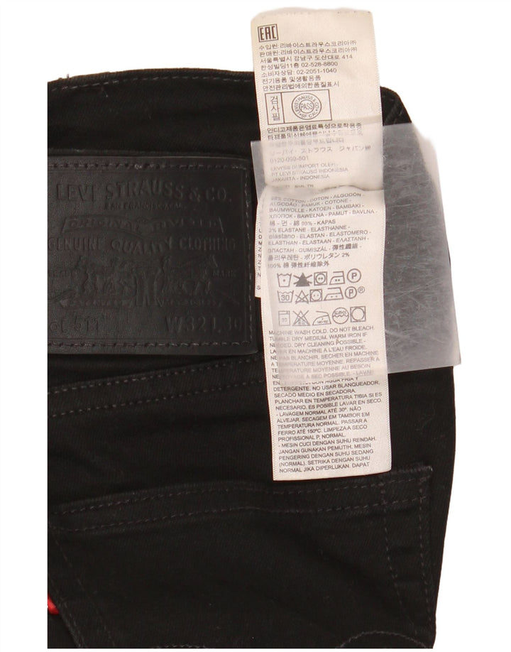 LEVI'S Masculino 511 Slim Jeans W32 L30 Algodão Preto