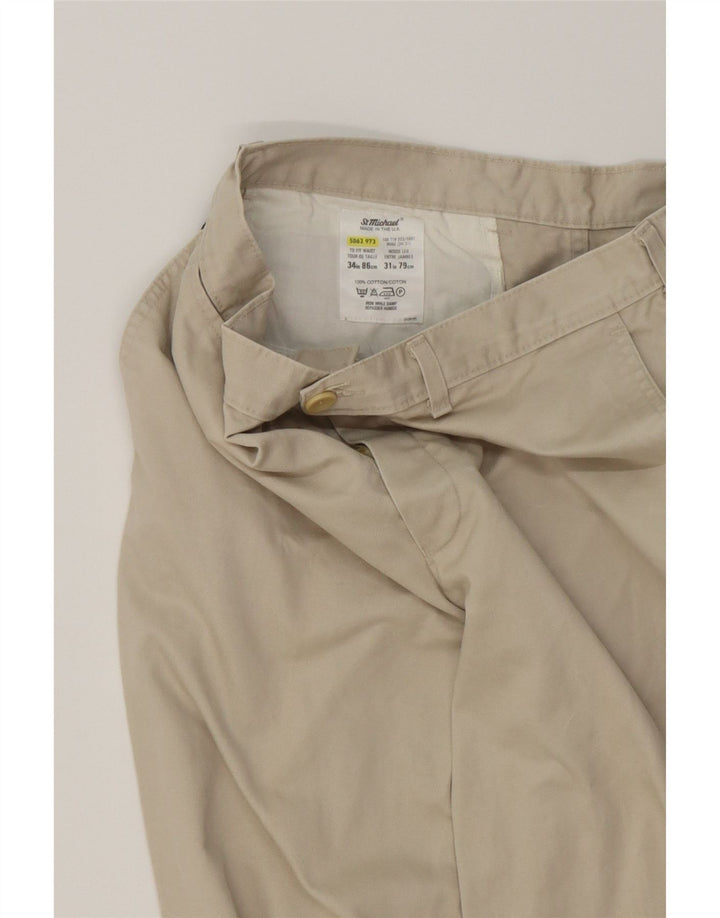 ST MICHAEL Mens Straight Chino Trousers W34 L31 Beige Cotton Vintage St Michael and Second-Hand St Michael from Messina Hembry 