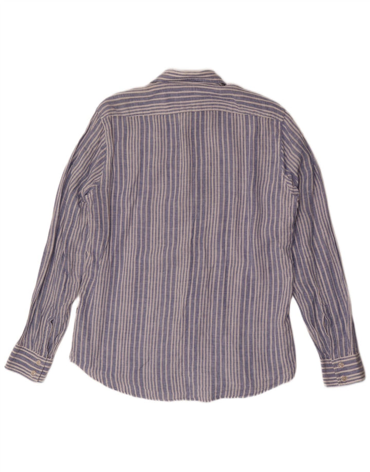 Camisa masculina Hugo Boss grande linho listrado azul