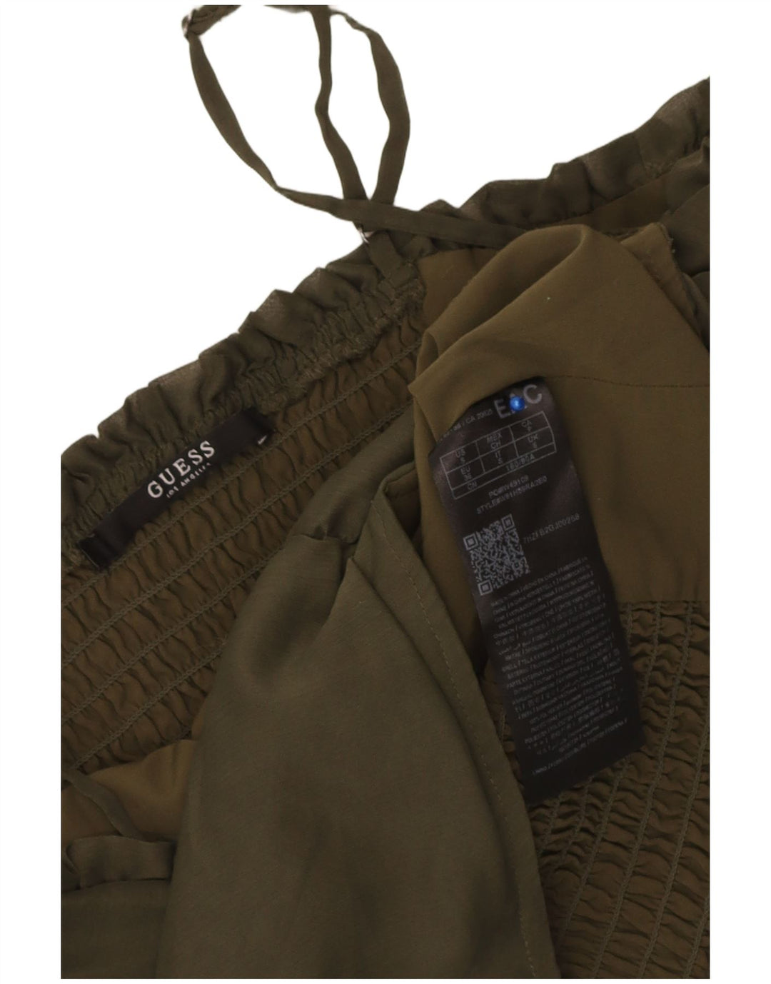 Guess Top feminino sem ombro UK 6 XS cáqui poliéster