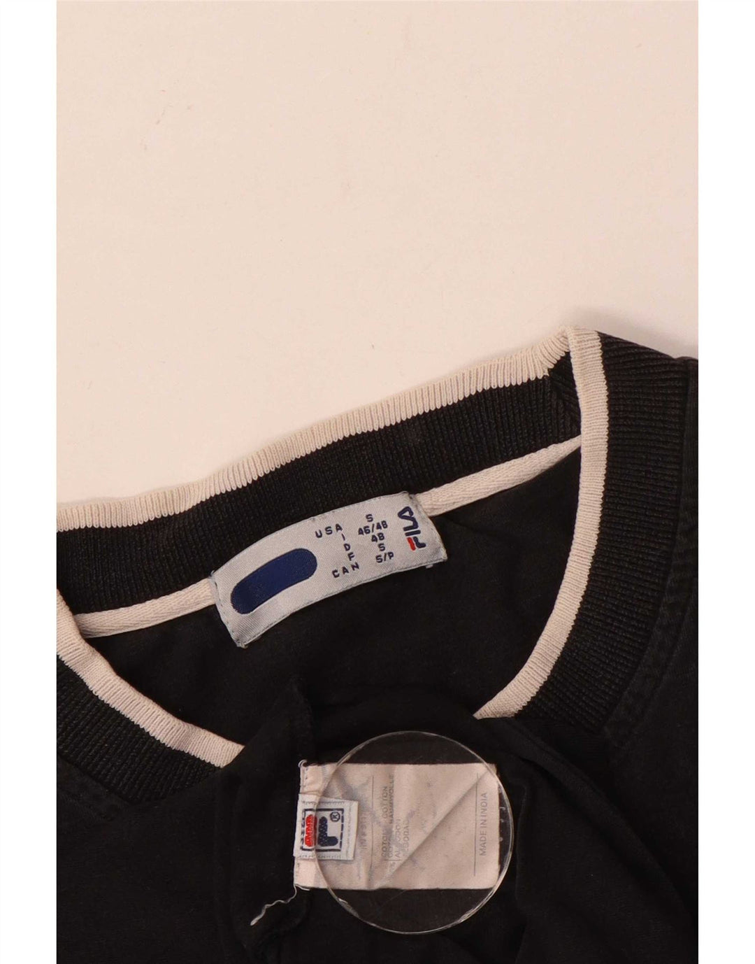 Fila Mens Graphic T-Shirt Top Pequeno Algodão Preto