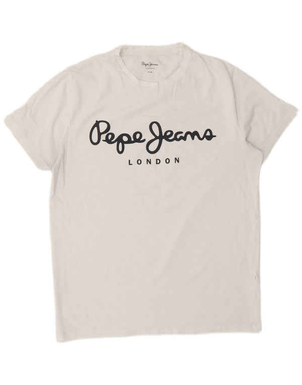 Camiseta feminina PEPE Jeans Slim Fit com estampa gráfica UK 14 médio branco