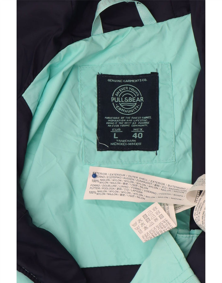 Jaqueta de chuva masculina Pull & Bear com capuz UK 40 grande turquesa Colourblock Nylon