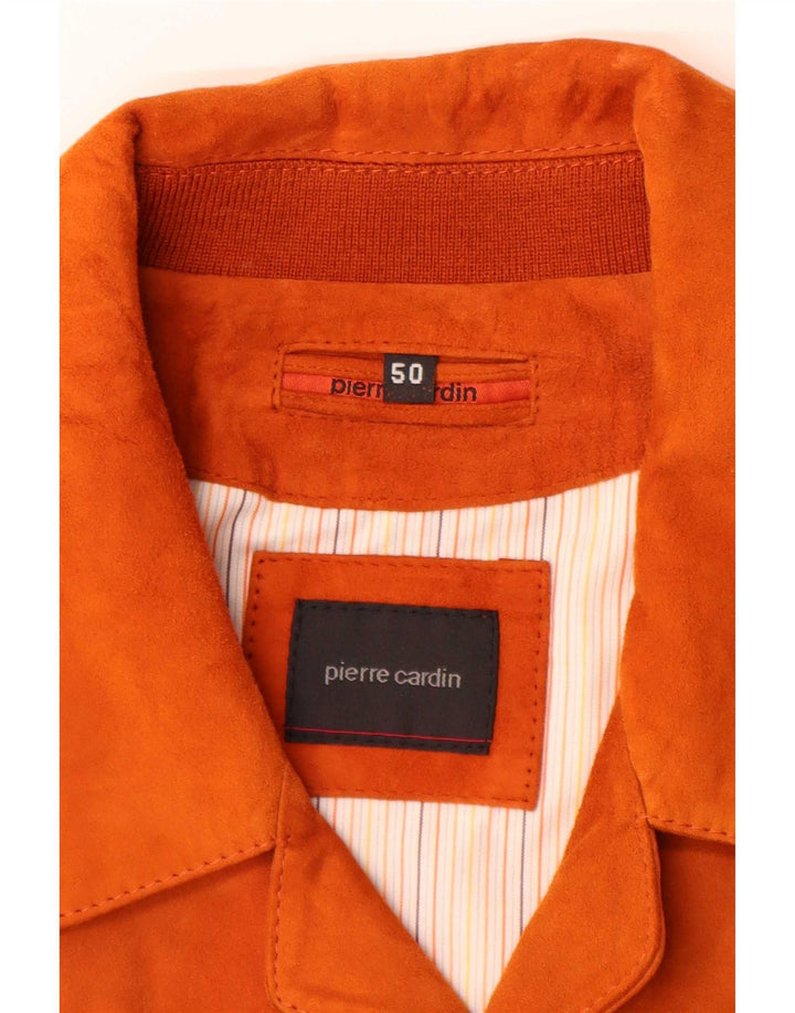 Jaqueta masculina de camurça Pierre Cardin IT 50 grande couro laranja