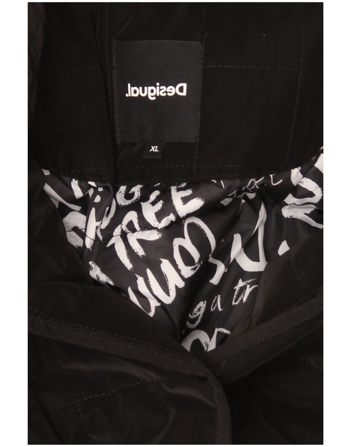Casaco acolchoado acolchoado feminino Desigual UK 18 XL poliéster preto