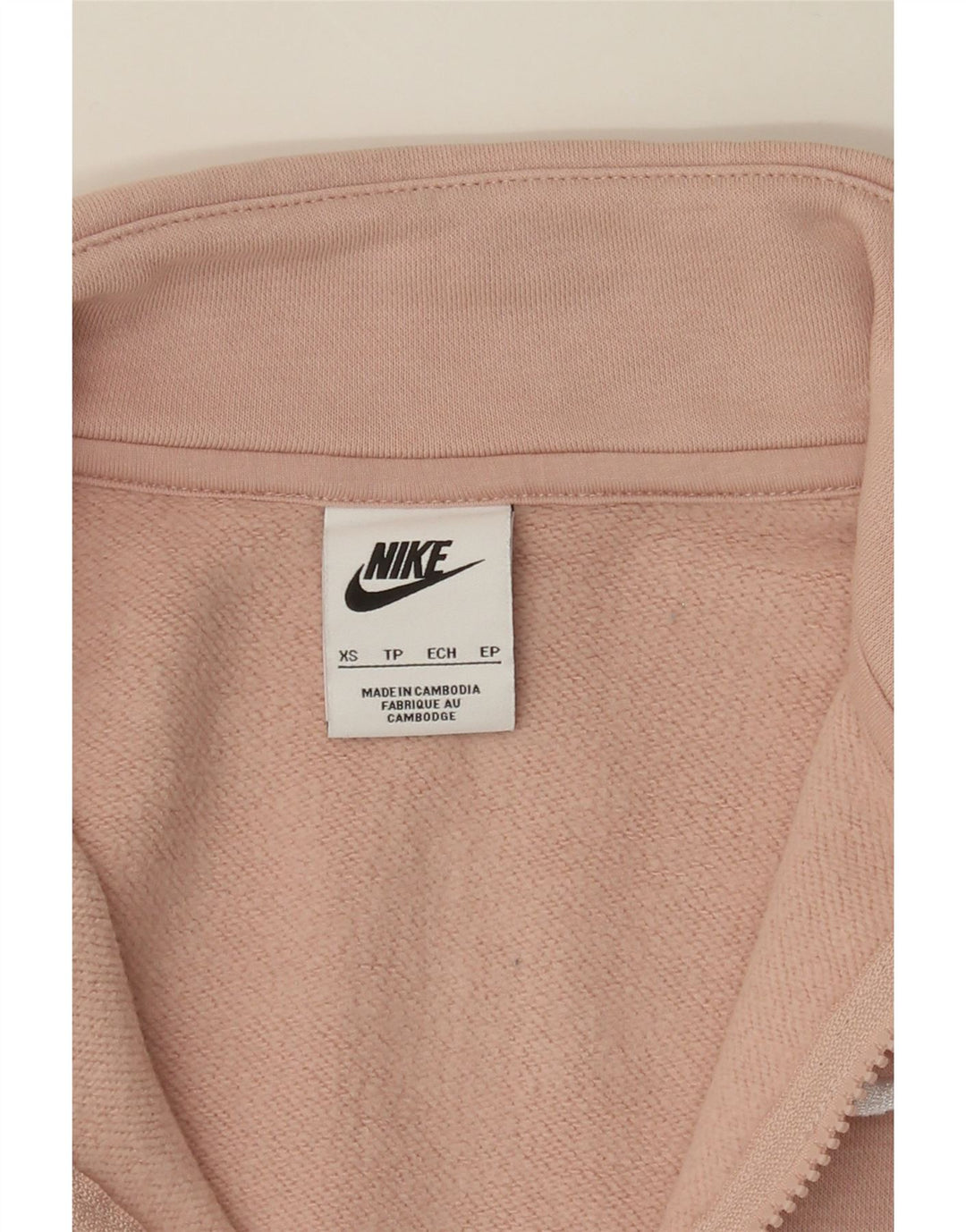 NIKE Womens Oversized Zip Neck Sweatshirt Jumper UK 6 XS Pink Cotton Vintage Nike and Second-Hand Nike from Messina Hembry 