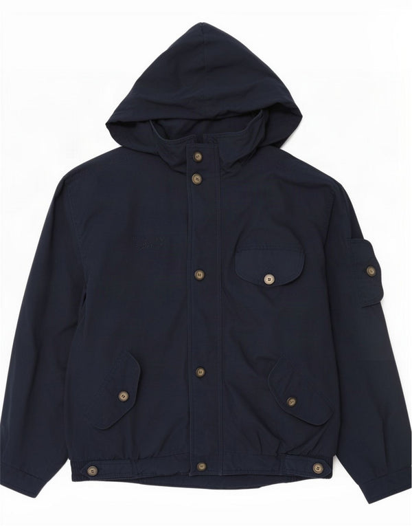 Brugi Mens Hooded Utility Jacket UK 42 XL Navy Blue Polyester
