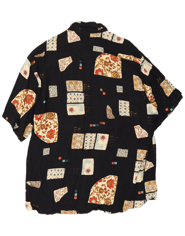 Camisa masculina vintage de manga curta 2XL patchwork preto