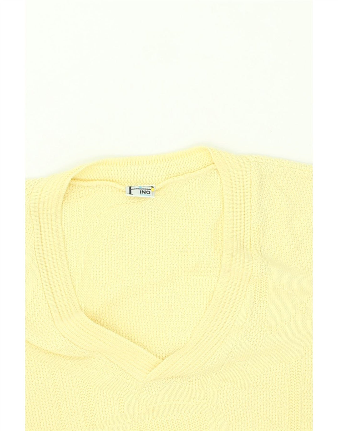 VINTAGE Womens V-Neck Jumper Sweater IT 54 3XL Yellow Acrylic | Vintage Vintage | Thrift | Second-Hand Vintage | Used Clothing | Messina Hembry 