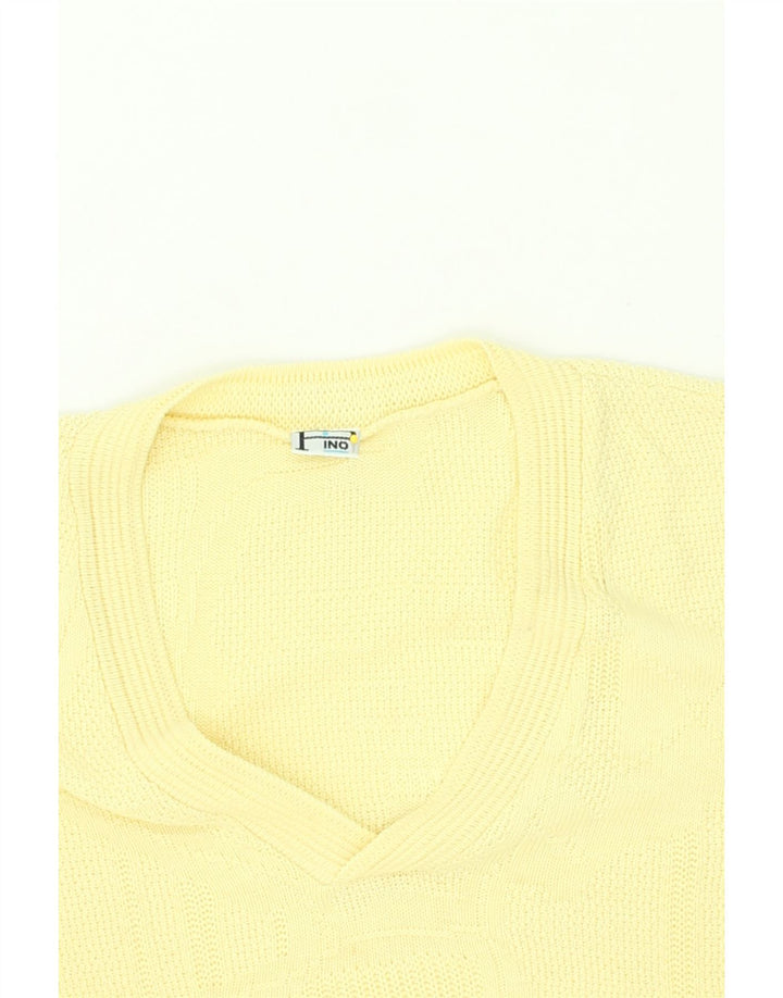 VINTAGE Womens V-Neck Jumper Sweater IT 54 3XL Yellow Acrylic | Vintage Vintage | Thrift | Second-Hand Vintage | Used Clothing | Messina Hembry 