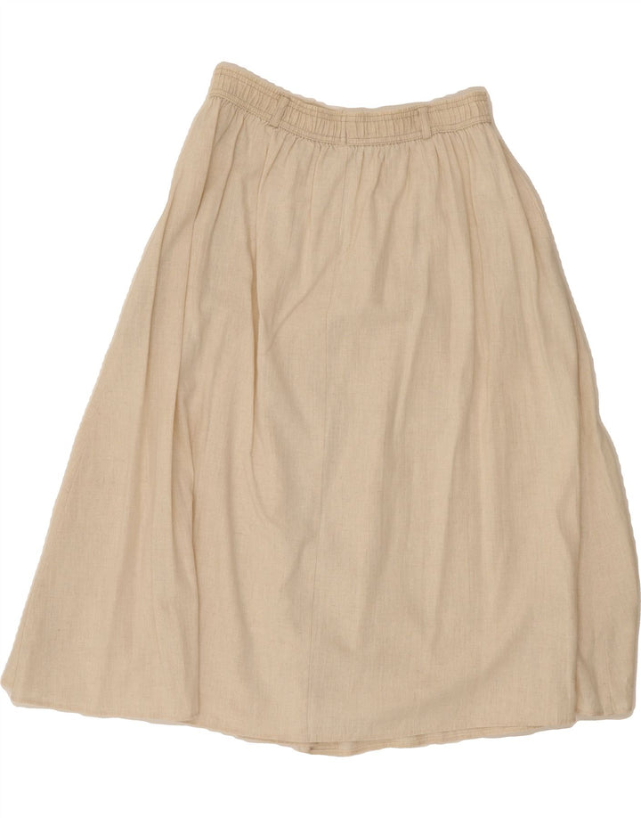 ST MICHAEL Womens A-Line Skirt UK 14 Medium W28 Beige Cotton Vintage St Michael and Second-Hand St Michael from Messina Hembry 
