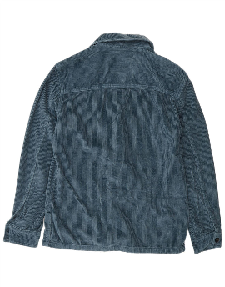 Camiseta masculina de veludo cotelê Marks & Spencer pequena azul de algodão