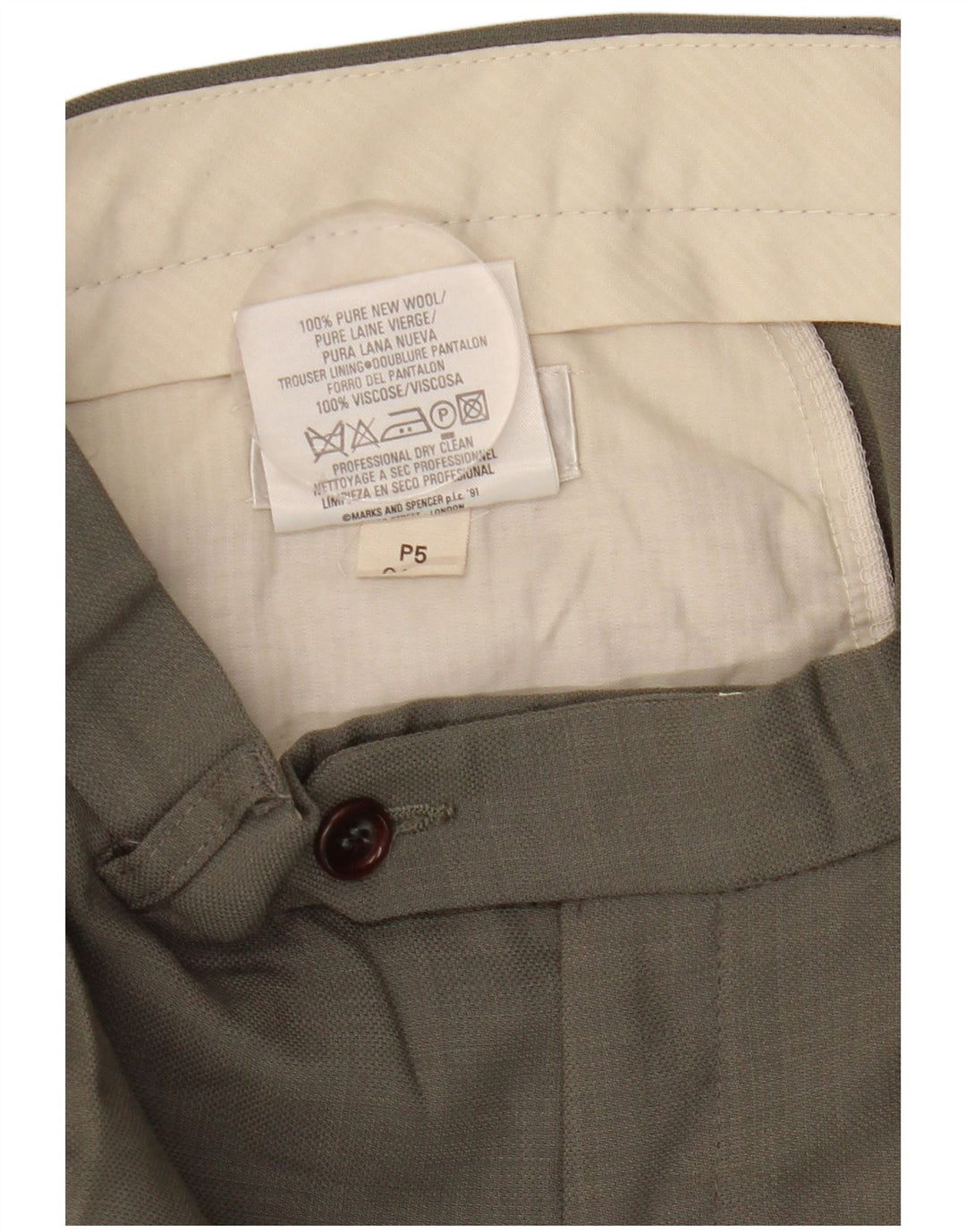 Calça masculina Marks & Spencer com pegged suit W34 L31 lã cinza