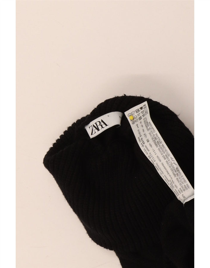 Zara Top feminino com gola redonda e viscose preta pequena UK 10