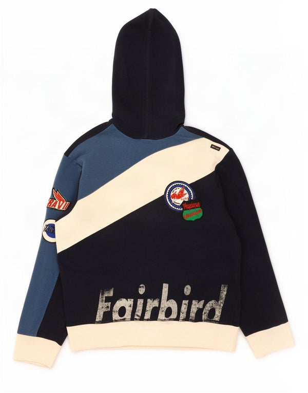 Energie moletom com capuz gráfico masculino grande algodão colorblock azul marinho