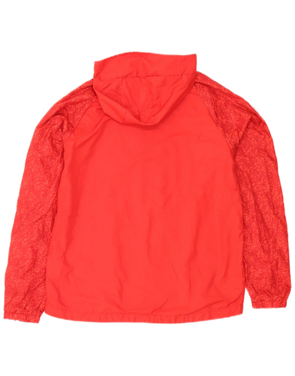 Adidas Boys Hooded Tracksuit Top Jacket 15-16 Years Red Spotted Polyester