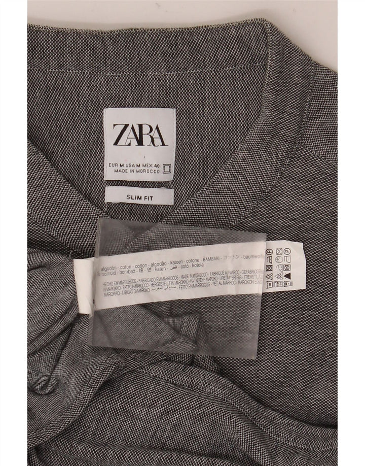 Camisa masculina Zara Slim Fit algodão cinza médio