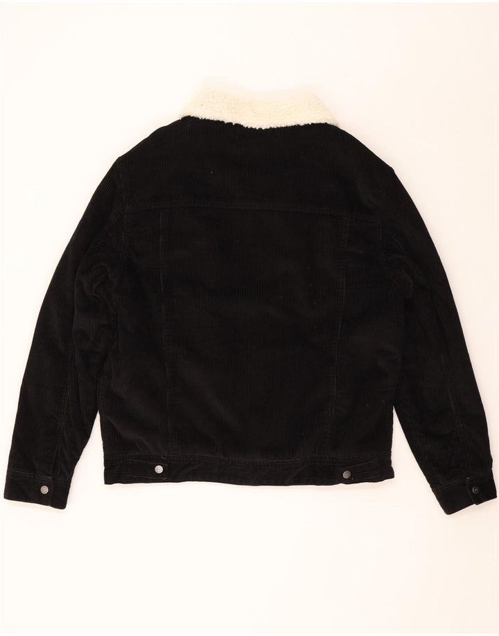 Jaqueta masculina de veludo sherpa ZARA UK 42 XL preto colorblock algodão