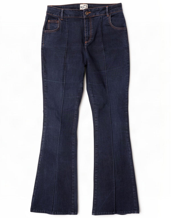Reiss Womens Flared Jeans UK 12 Médio W30 L32 Azul Marinho Algodão