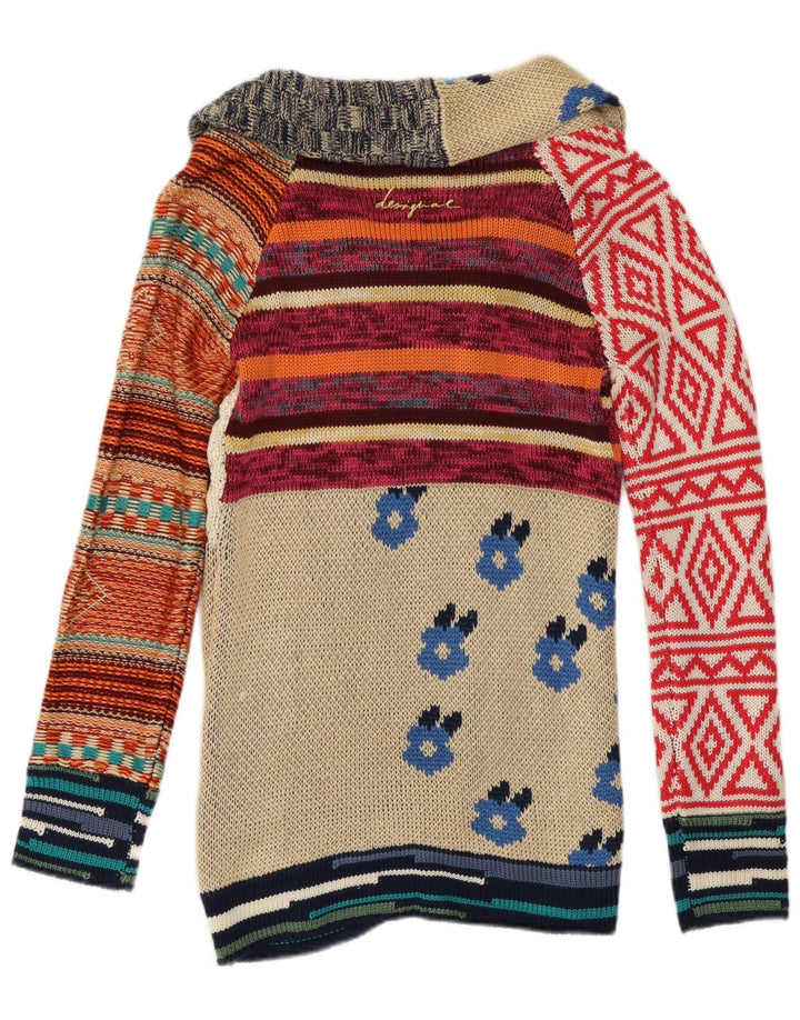 Suéter cardigã feminino Desigual Reino Unido 14 grandes retalhos multicoloridos