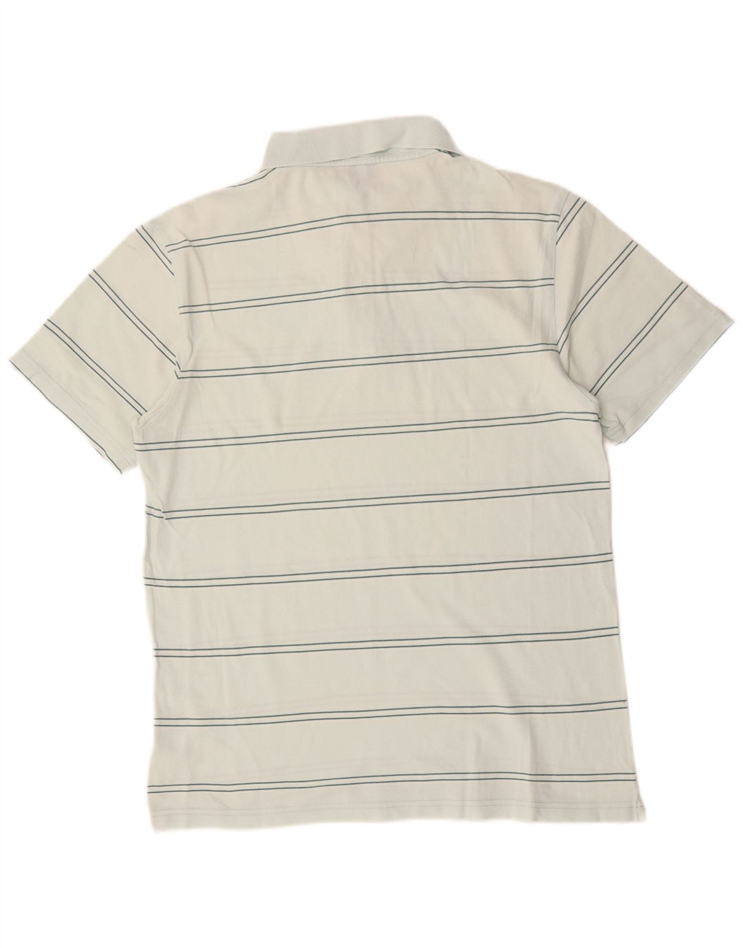 Camisa polo masculina ASICS de algodão listrado branco médio