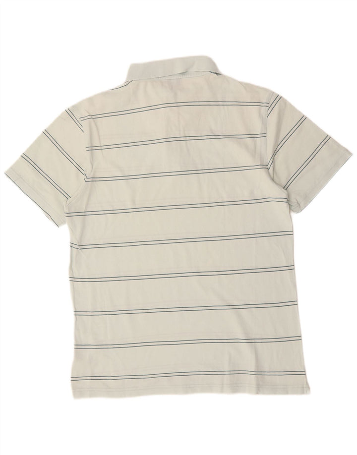 Camisa polo masculina ASICS de algodão listrado branco médio