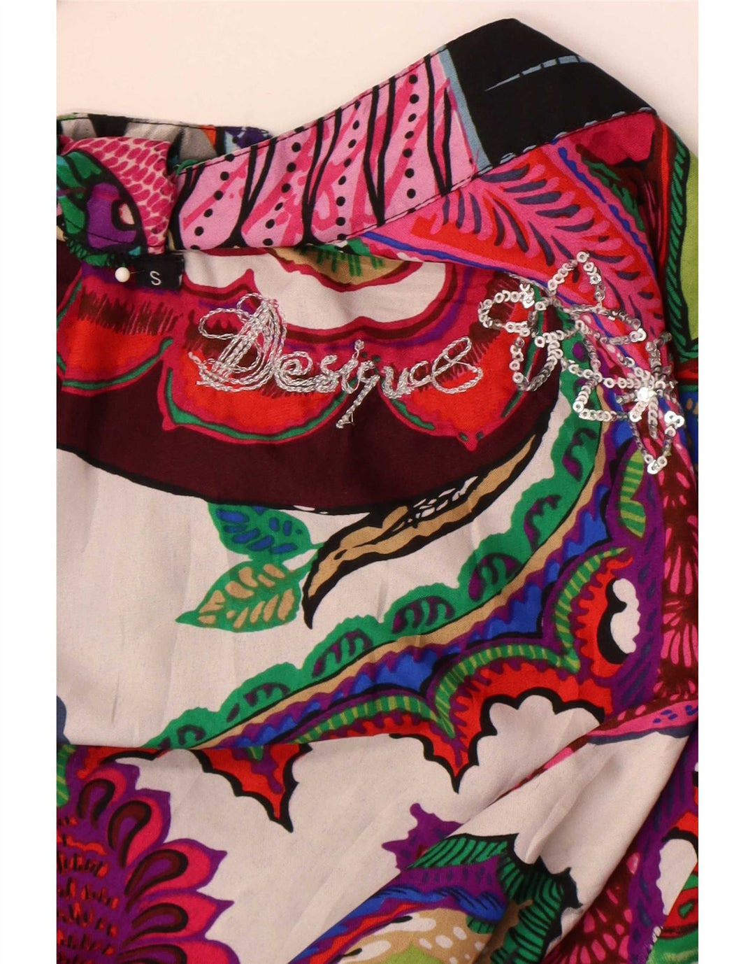 Blusa feminina pulôver Desigual Reino Unido 10 pequenos retalhos multicoloridos