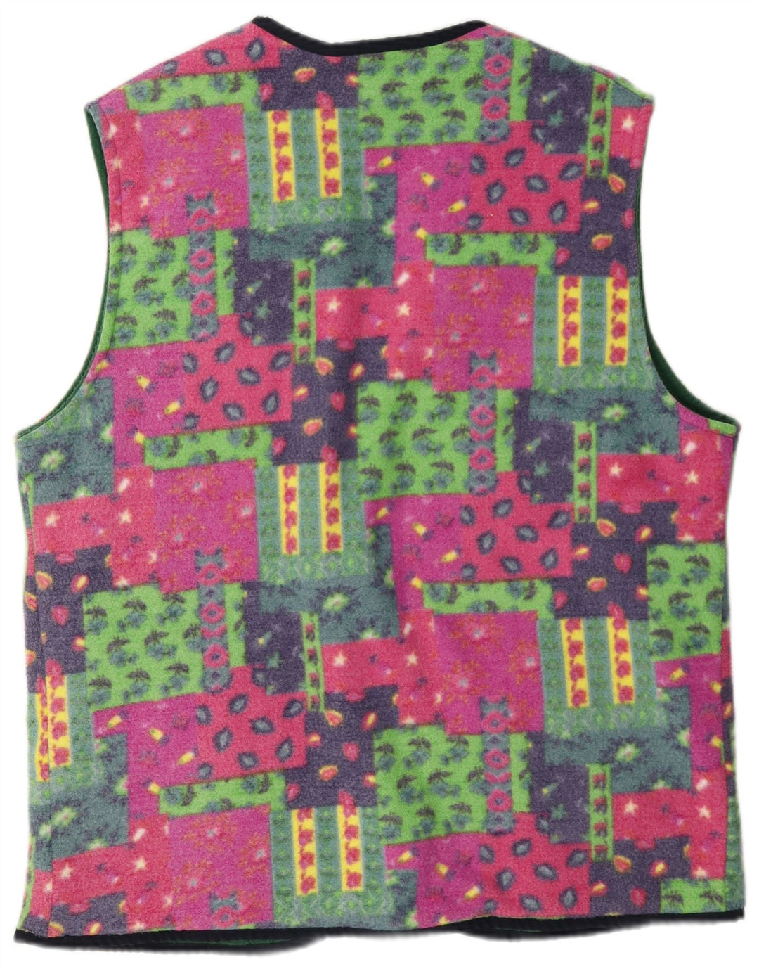 Rifle Mens Reversível Fleece Gilet UK 40 Grande Patchwork Multicolorido