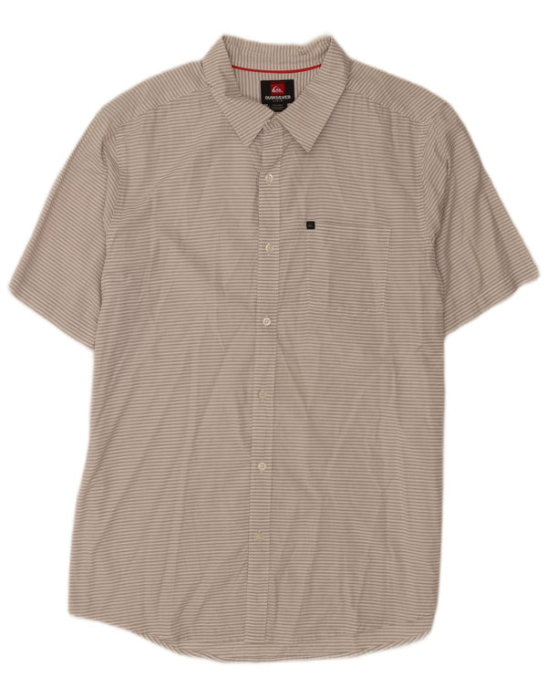 Camisa masculina de manga curta Quiksilver grande algodão listrado cinza