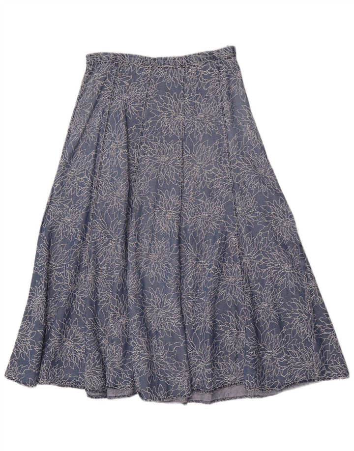 Saia jeans feminina Marks & Spencer W28 médio azul floral