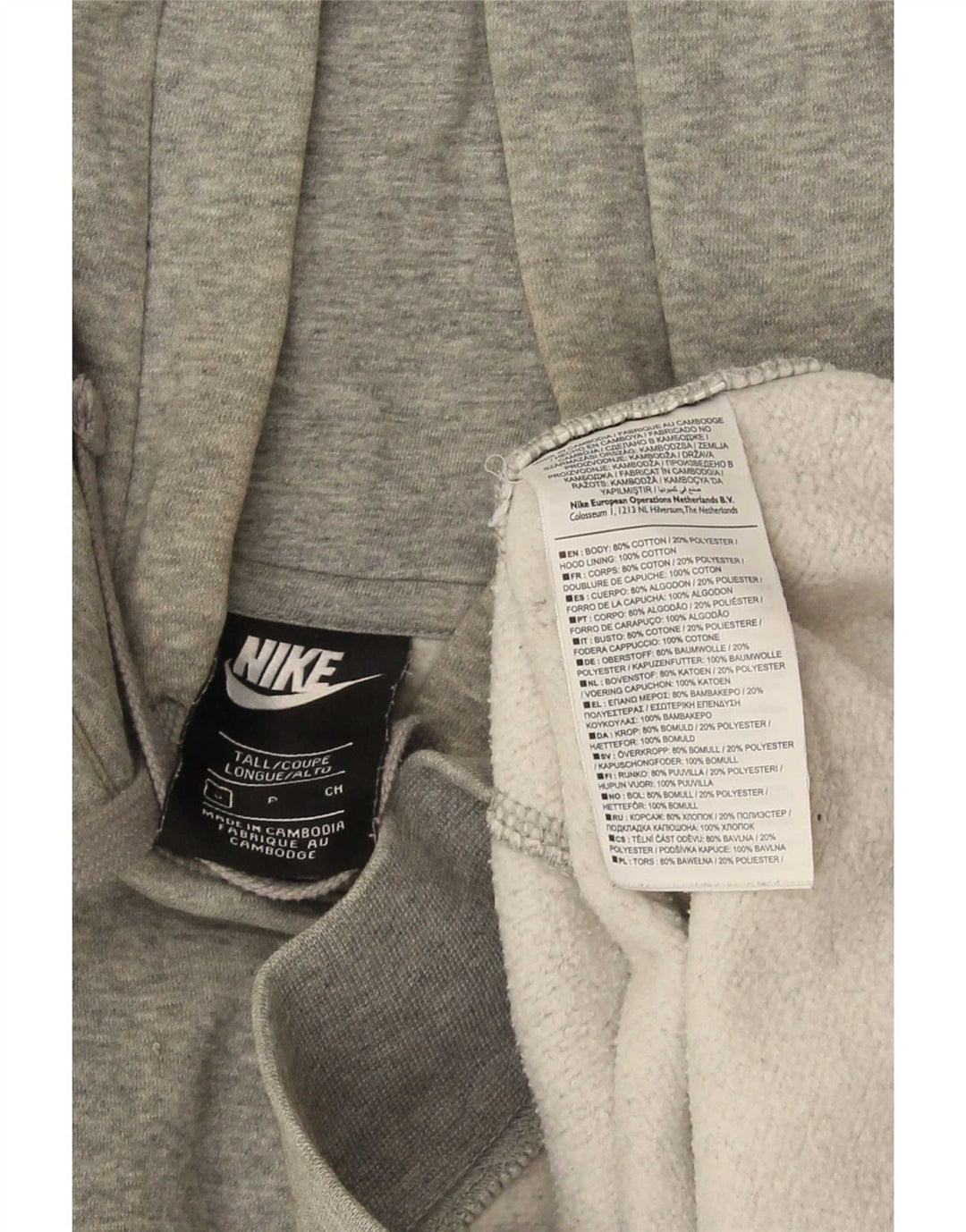 Suéter com capuz gráfico masculino Nike grande algodão cinza