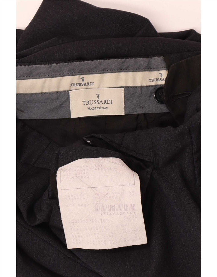 Calça masculina Trussardi de terno reto IT 48 médio W32 L34 azul marinho