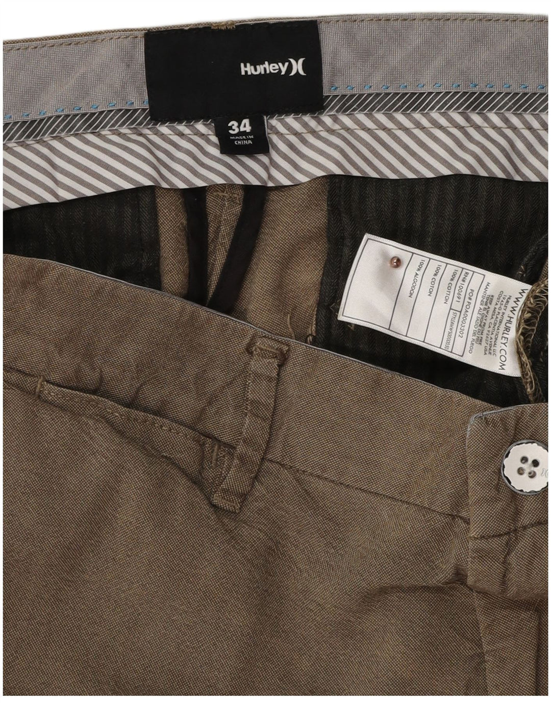 HURLEY Mens Chino Shorts W34 Grande Algodão Bege