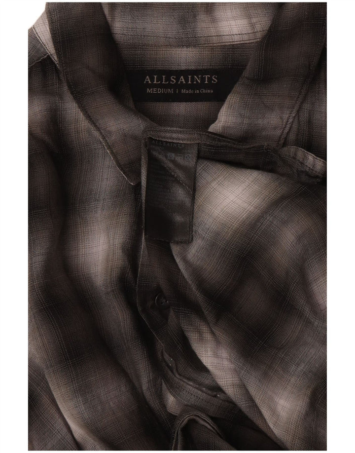 Camisa masculina de manga curta All Saints cinza médio xadrez Lyocell