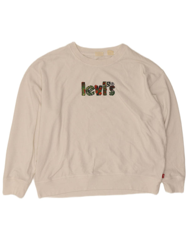 Moletom gráfico feminino Levi's Jumper UK 18 XL algodão branco