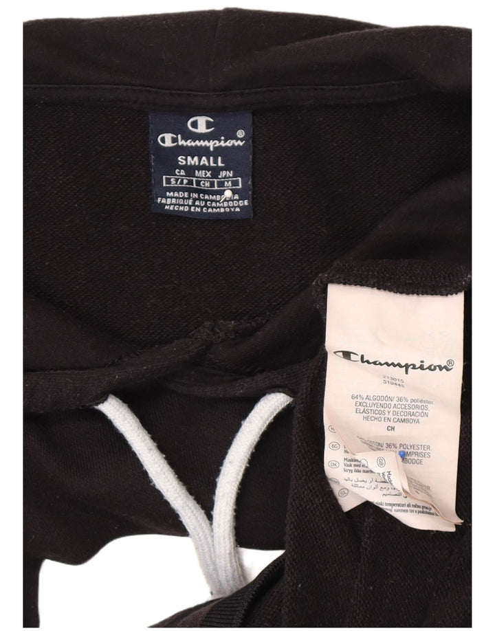 CHAMPION Suéter masculino com capuz gráfico pequeno algodão preto